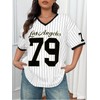 Oversized Jersey Shirts for Women V Neck Tshirt Striped Number