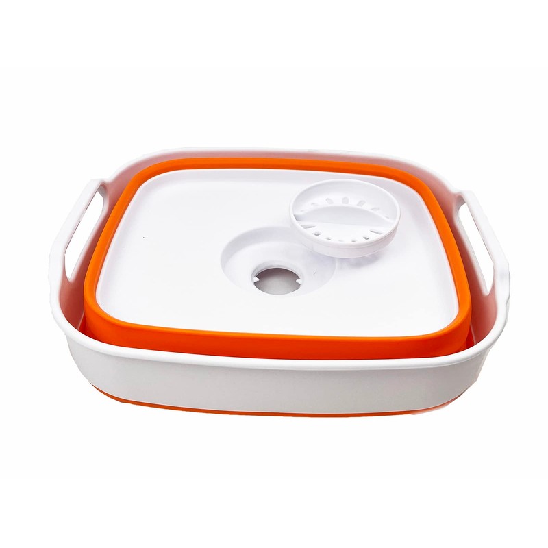 SAMMART 7.5L Collapsible Dishpan with Draining Plug - Foldable Washing