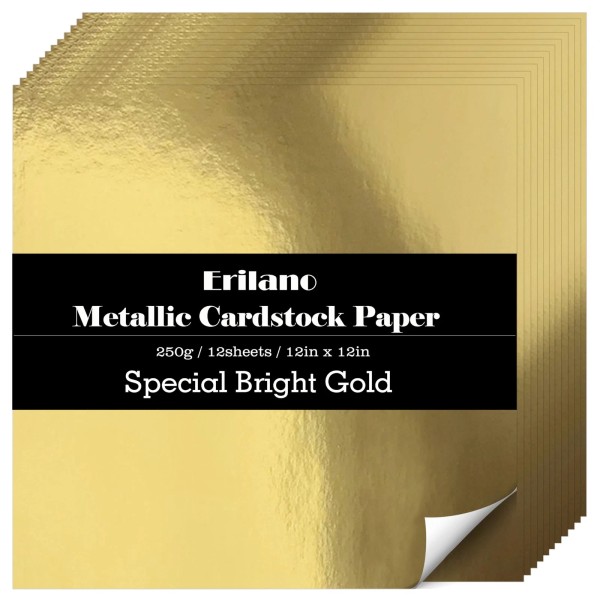 Erilano Gold Foil Cardstock 12x12 Inch - Holographic Mirror Paper