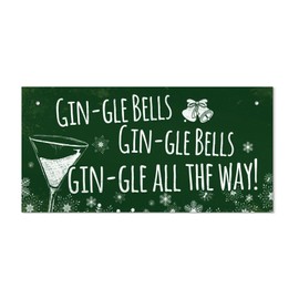 Second Ave Funny Gin-gle Bells Christmas Xmas Wooden Hanging Decoration Festive Home Sign Plaque