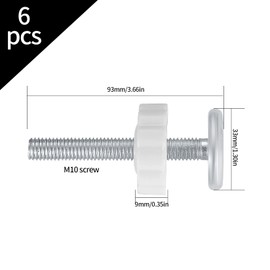 Pack of 6 Pressure Screws for Children's Gate, Pet, Baby Gate, M10 Spindle Rods, Pressure Threaded Spindle Rods, Screws, for Pet Stair Gate (Silver, M10 93 x 33 mm)