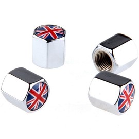 4x Caps Valve Cover Valve Caps Car Motorcycle Valve VALVE CAP Flag English Metal