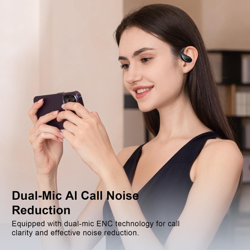 Psadhi Open Ear Clip Wireless Earbuds Bone Conduction Headphones, Bluetooth