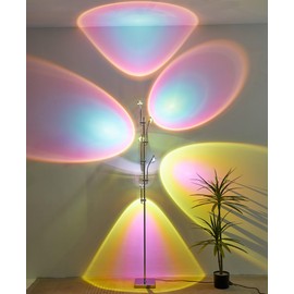Sunset Floor lamp Unique 5 Head Projector lamp for Bedroom Background Decorative Adjustable Modern LED sunset light Mood lighting Living Room Galvanized Chrome Color Filter Mood Ambient Floor lamp