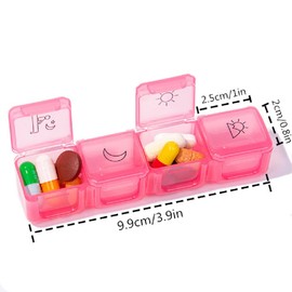 LONGSHUNXING Pill Box Organiser 7 Day Pill Box Organizer 4 Times a Day- Weekly Organiser Medication Dispenser Reminder BPA for Travel – Premium Quality Food Grade Material, Rainbow, 17cm*10.5cm*2.5cm