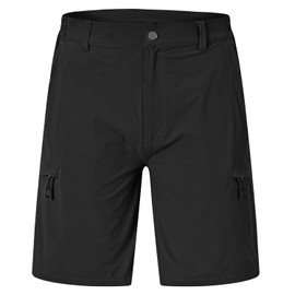 Rdruko Men's Hiking Cargo Shorts Quick Dry Lightweight Outdoor Work Casual Travel Summer Shorts with 6 Zipper Pockets(Black, US 40)