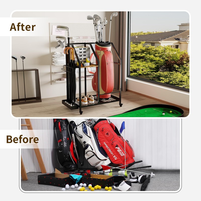 VonDream Golf Storage Organizer for Garage, Golf Bag Storage Rack