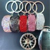 KHGUZ Bling Car Tire Wheel Keychain, Rhinestone Auto Wheel Keyring,
