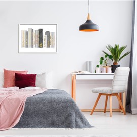 Stupell Industries Horizontal Fashion Book Stack Glam Grey Gold, Designed by Amanda Greenwood White Framed Wall Art, 30 x 24