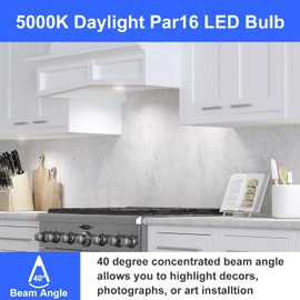 Par16 LED Bulb Dimmable, Vinaco 7W Par16 50W Equaivalent High Output 500LM Daylight 5000K, No-Flicker E26 Base Par 16 Short Neck Led, Longlife 40° Beam Spotlight Recessed Lighting for Home, 6PCS