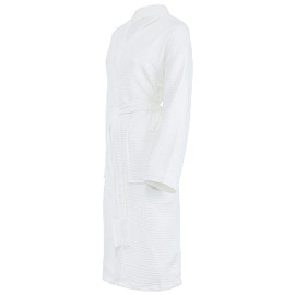 Brandsseller Unisex Bathrobe, Cotton, Lightweight, Dressing Gown, Waffle Pique, White
