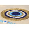 Tote Bag for Women with Handmade Crochet Evil Eye Natural