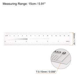 HARFINGTON Film Flexible Ruler 6 Inch 1mm Scale PET Plastic Covered Folding Straight Ruler Calibration Soft Ruler Measuring Tool for Factory, Transparent