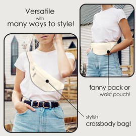 MAXTOP Beige Bumbag Waist Fanny Pack Running Belt for Women Bum Bag with Headphone Jack and 4-Zipper Pockets Adjustable Belt for Outdoors Workout Hiking Gifts for Women