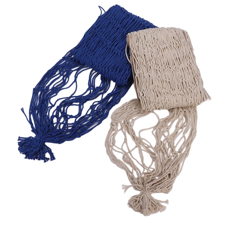 2pcs Fish Net Decoration Cotton Soft Comfortable Mediterranean Style Beige