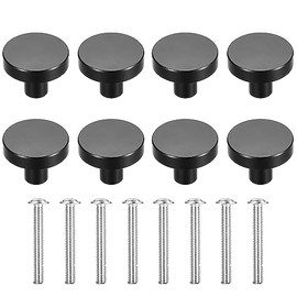 HAOCHEN Cabinet Knobs, Pack of 8 Round Furniture Knobs, Drawer Knobs, Cupboard Handles, Door Handles, Drawer Handles, for Wardrobe, Kitchen Cabinets, Dressers, Drawer Knobs Handles - Black