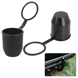 Cfcyhla Towing Hitch Protective Cap with Locking Ring, Pack of 2, for 50 mm Ball Head Trailer Coupling, Dustproof and Waterproof, for Car, Motorhome, Trailer Ball Head Protection (Black)