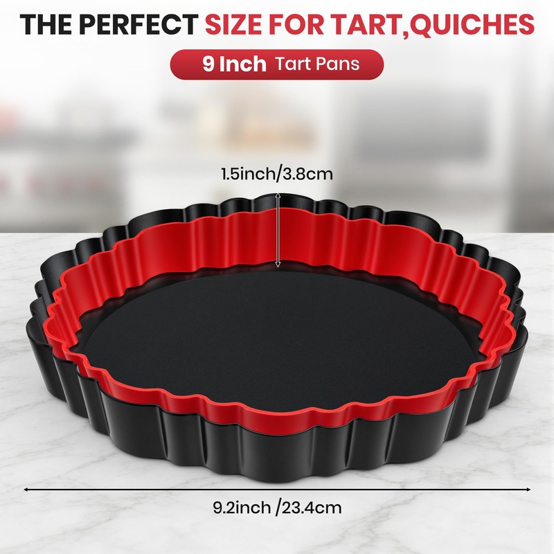 Maywe Tanso Upgraded 9 Inch Tart Pan with Removable Bottom,