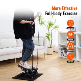 Xaloria Mini Stair Stepper - Hydraulic Pedal Steppers for Exercise at Home with LCD Monitor, Portable Stair Stepper with Non Slip Mat and Resistance Bands - 220LBS