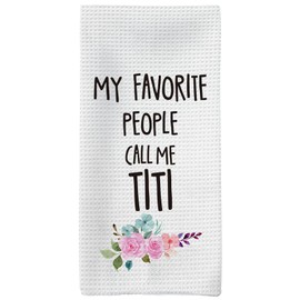 Tzhim Titi Gifts Kitchen Towels, Best Titi Auntie Gifts Hand Towels, Auntie Aunt Gifts from Niece Nephew Dish Towels Tea Towels for Kitchen, Gifts for Titi Auntie, 16x24inch