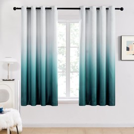 Deconovo Gradient Light Blocking Room Darkening Window Curtains, Teal, 52W x 63L