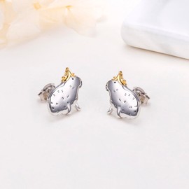 Capybara Stud Earrings 925 Sterling Silver Cute Animal Earrings Hypoallergenic Capybara Jewelry Gifts for Women