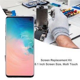 TFT LCD Screen for S10, 6.1 Inch LCD Touch Screen Digitizer Assembly for S10 G9730 SM‑G973U SM‑G973W SM‑G973F, with Frame Fingerprint, Complete Repair Tool (Black)