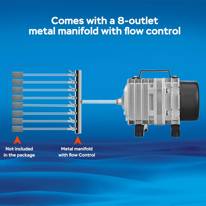 AquaMiracle Aquarium Air Pump Commercial Air Pump with Aluminum Housing,