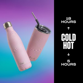 S'well Stainless Steel Tumbler with Straw and Slide-Open Lid, 24oz, Lavender Swirl, Triple Layered Vacuum Insulated Containers Keeps Drinks Cold for 18 Hours and Hot for 5, BPA Free