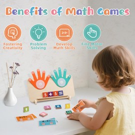 Montessori Toys for 3 Year Olds, Wooden Math Finger Counting Toy for Kids 3 4 5 Year Old Boys Girls Toddler Number Addition Toys Early Development & Activity Learning game Maths Toy Set Birthday Gift