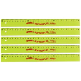 KUM AZ902.02.16-G Left Handed Ruler 30 cm Green Flexible Pack of 5 School Supplies