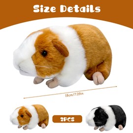 Mineup 2 x 18 cm guinea pig cuddly toy, cute guinea pig plush toys, realistic hamster plush toys, soft guinea pig doll for boys and girls, party supplies, birthday gift