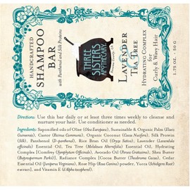 Three Sisters Apothecary Daily Solid - Barras de champú (lavanda y árbol de té)