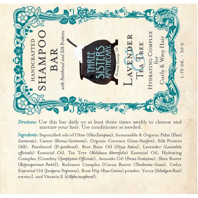 Three Sisters Apothecary Daily Solid - Barras de champú (lavanda
