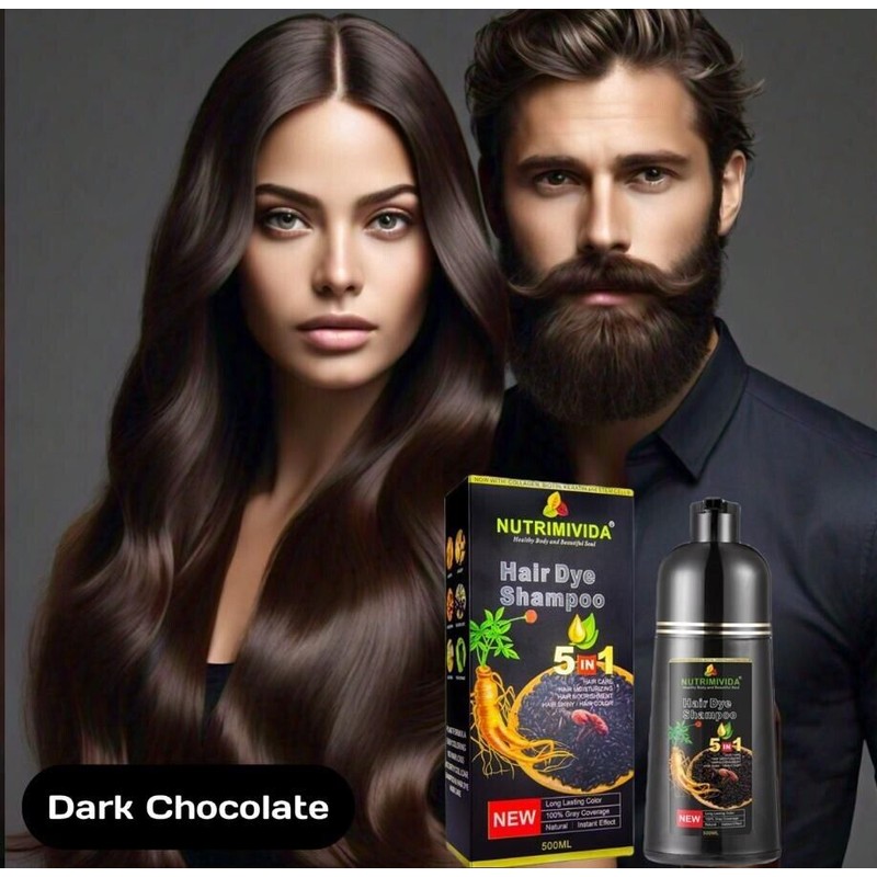 Nutrimivida Dark Chocolate Hair Dye Shampoo Instant 5 In 1