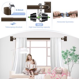 Bronze Wrap Around Curtain Rods,Bronze Curtain Rods for windows 66 to 120 inch(5.5-10Ft),Adjustable Blackout Curtain Rod,1 Inch Diameter Room Darkening Drapery Rods,Window Curtains Rod 66-120",Brown