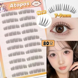 Atopos No Glue Eyelashes 8-10mm Short Type A Idol NEW 4pcs per eye Consisting of 80 hairs, 1 pc, black line / 아토포스 노글루 속눈썹 8-10mm 짧은 A형 아이돌 NEW 한쪽 눈 당 4pcs 구성 80모, 1개, 블랙라인