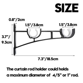AddGrace 4 Pack Double Curtain Rod Brackets for Drapery Rod Aluminum Alloy Heavy Duty Curtain Rod Holders