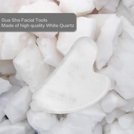 Gua Sha 100% Natural White Quartz Stone, Face Guasha Tool for Jawline Sculpting and Puffiness Reducing, Gua Sha Massage Tool Suitable for Daily Skin Care Routine