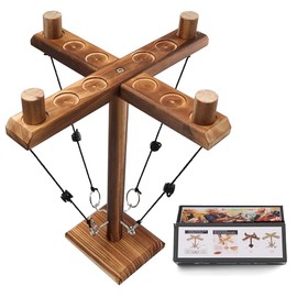 Hook and Ring Toss Game with Shot Ladder - Large 4-Player Tabletop Game for Adults & Family - Handcrafted Wooden Hook Game for Bar, Parties, Outdoor & Indoor Fun - Includes Carrying Bag