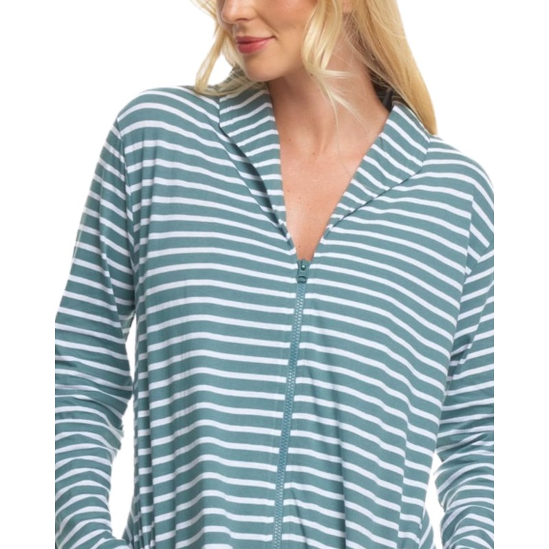 Suzy & Me Ladies 100% Cotton Zip Dressing Gown (SAGE