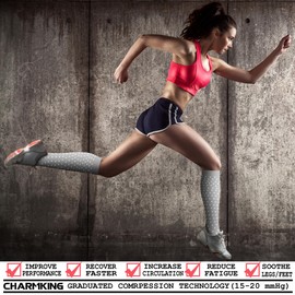 CHARMKING 3 Pairs Open Toe Compression Socks for Women & Men Circulation 15-20 mmHg is Best for All Day Wear Running Nurse (12 Pink/Pink/Pink, L/XL)