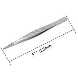 VictorsHome 5 Inch Stainless Steel Tweezers with Straight Serrated Tip Multipurpose Forceps for Craft Repairing 2 Pack