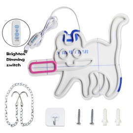 For Enamel Cat Neon Light - Led Sign Wall Decor for Home, Bedroom, Bar, Cave, Office, Hotel, Pub, Cafe - Dimmable Switch
