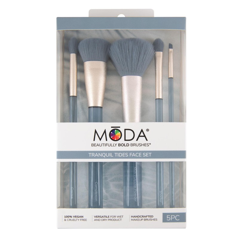 MODA Tranquil Tides Face Kit – 5pc Soft Vegan Brushes