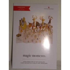American Greetings Magic Moments Displayable Pop-Up Card - Golden Reindeer