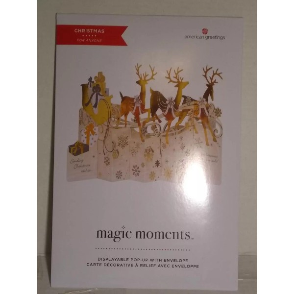 American Greetings Magic Moments Displayable Pop-Up Card - Golden Reindeer