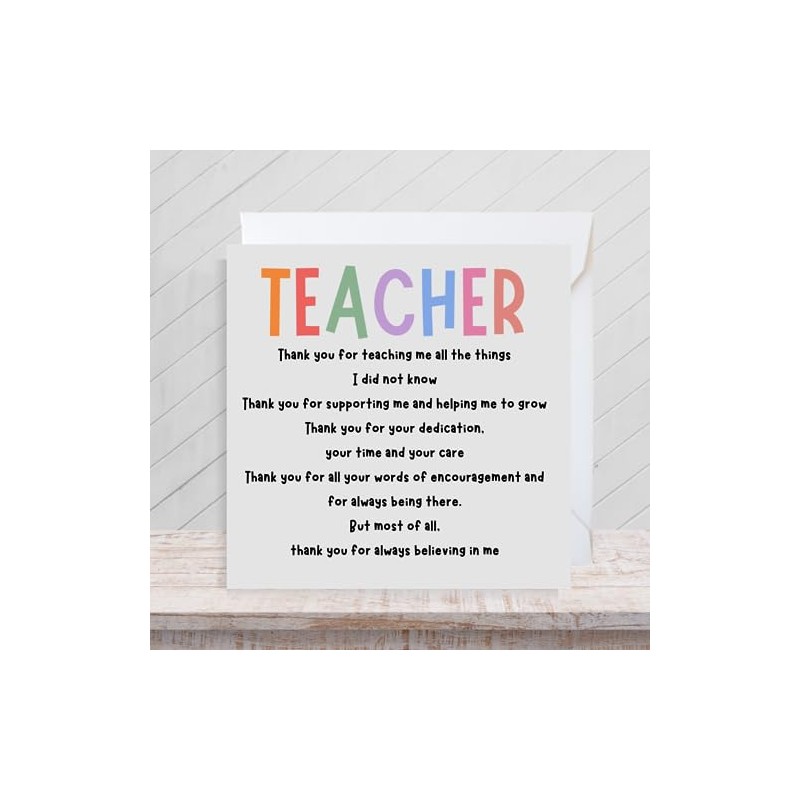 Second Ave Thank You Teacher Square Card For Him/Her Greeting