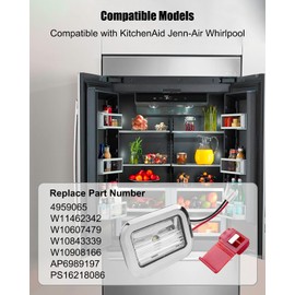 JUFZQO W11462342 Refrigerator LED Light Module Fit for Whirlpool Kitchenaid Jenn-Air, White Refrigerator LED Light Assembly Replace W10607479 W10843339 W10908166 4959065 AP6989197 PS16218086, 5 Pack