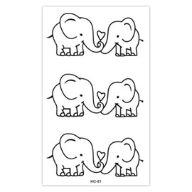 EROSPA® Tattoo Elbow Temporary Two Elephants with Heart – Black – Hand/Upper Arm/Neck/Arm/Thigh/Calf/Calf/Leg/Bust/Waist/Back/Stomach – 10.5 x 6.5 cm – Decals Body Art Stickers Removable Waterproof